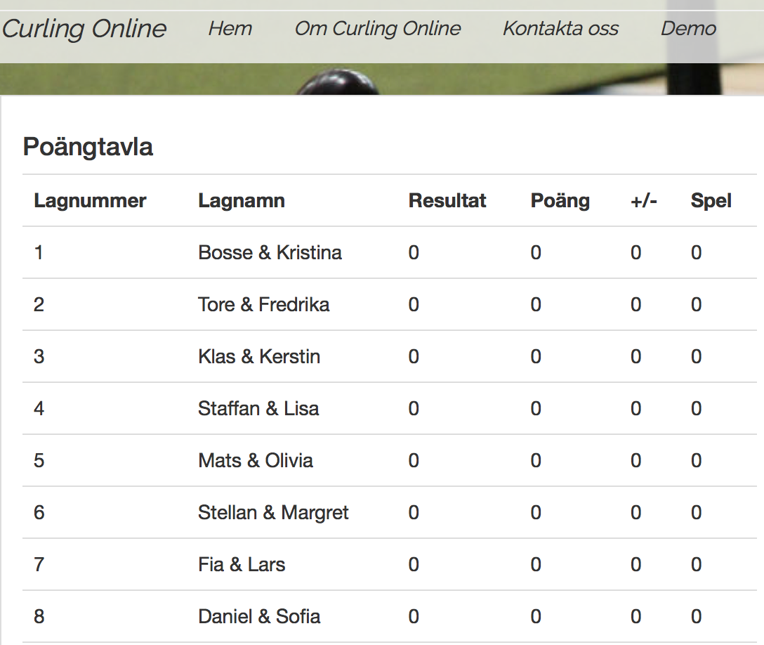 Curling Online - Program för matcher och tävlingar i Mattcurling